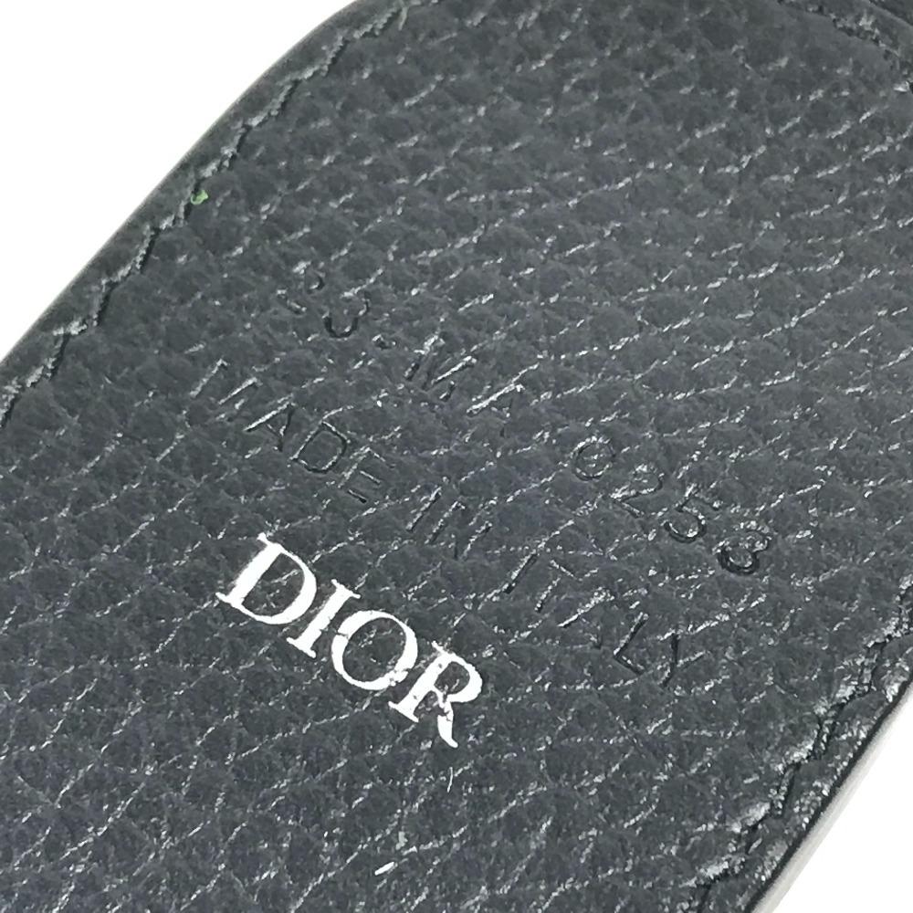 Dior CD Logo Bag Charm Key Ring Key Holder Leather Black/Silver