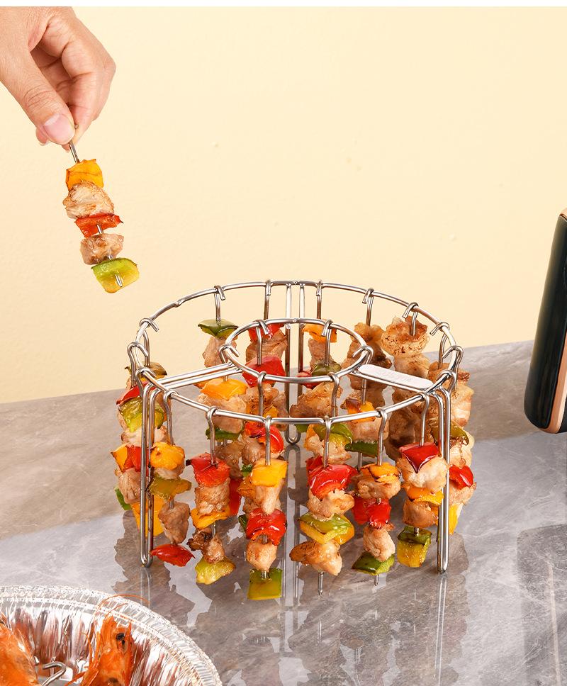 Vertikaler Spießständer aus Edelstahl 304 für Heißluftfritteuse, Ofenbräter & BBQ