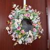 Corona de Flores Artificiales de Verano de 17.7 Pulgadas con Varios Tipos de Flores para Decoración de Puerta o Pared
