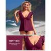 CHARMLEAKS Women Tankini Top Ruffled Shoulder Bathing Suit Top V Neck Swimsuit Top Flowy Bikini Tank Top