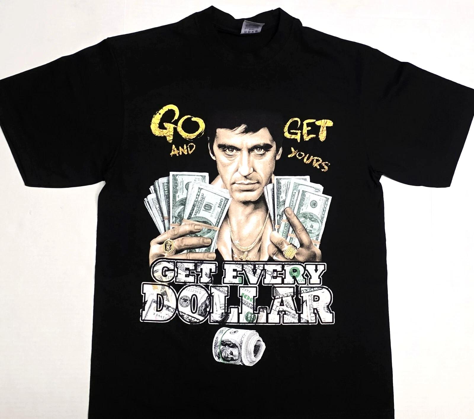 SCARFACE T-shirt Tony Montana Gangster Movie Men s Tee 100% Cotton Black New XL