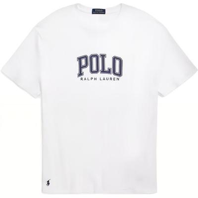 Polo Letter Print Casual Crew Neck Short Sleeve T-Shirt Men Tops White 710934714-002