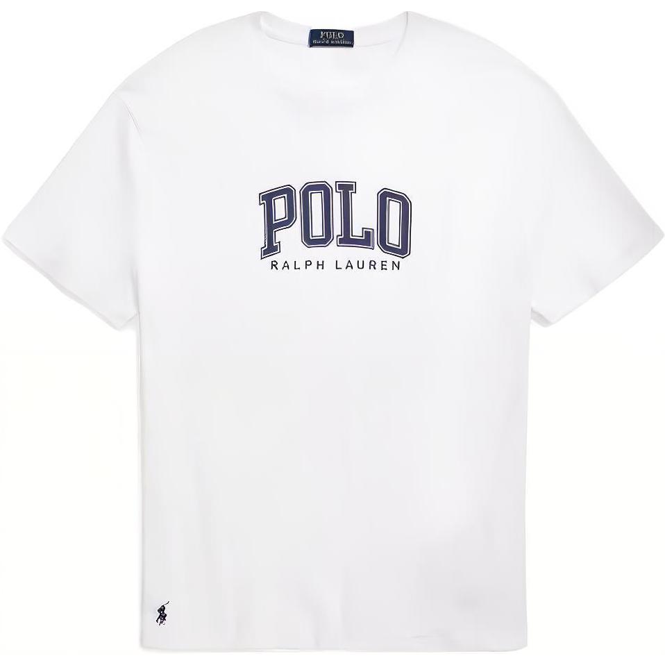 

Polo Ralph Lauren Letter Print Повседневная футболка с круглым вырезом и коротким рукавом для мужчин, белые топы 710934714-002 L