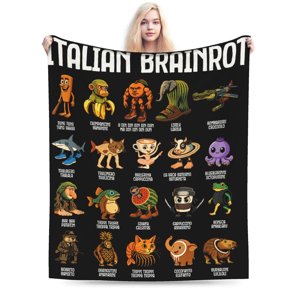 Premium Italienisches Brainrot Design Decke Atmungsaktiv Gemütlich Ganzjahresnutzung Geschenkidee Bedruckte Decke Ultra Weich Für Wohnkultur