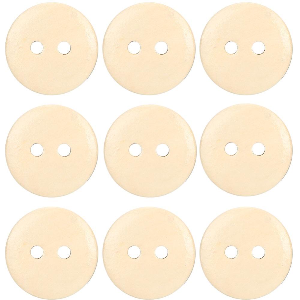 100pcs Handmade Round Shaped Wooden Buttons 2 Holes 15mm Diameter Sewing Buttons Craft Buttons For DIY Crafts