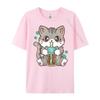 Boba Cat Bubble Tea Cat Kawaii Anime Girls Graphic T Shirts Unisex Oversized Camiseta Masculina Holidays
