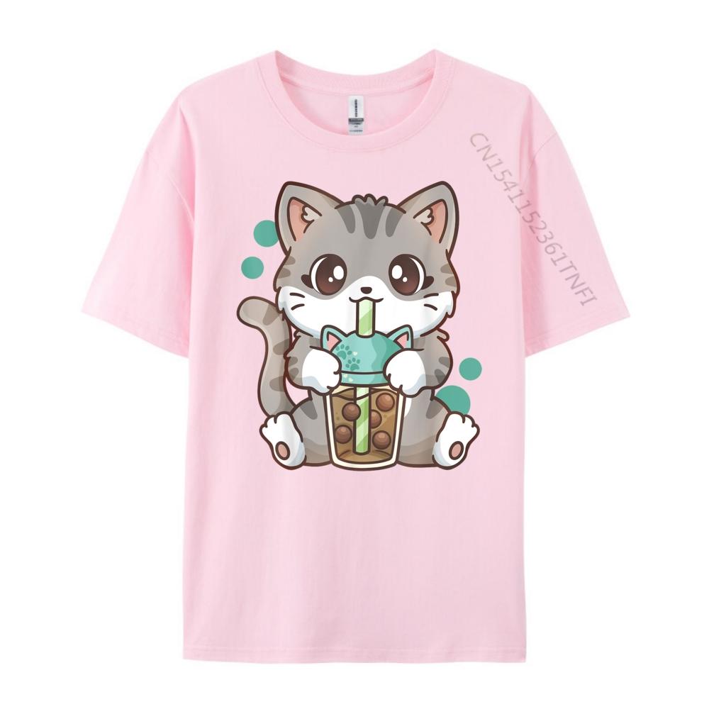 Boba Cat Bubble Tea Cat Kawaii Anime Girls Graphic T Shirts Unisex Oversized Camiseta Masculina Holidays