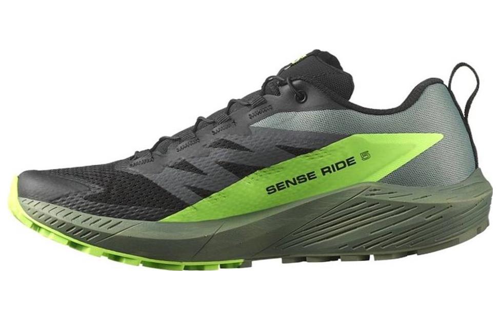 Men's Sneakers SALOMON Sense Ride 5 Trail Running Shoes Unisex Black Green