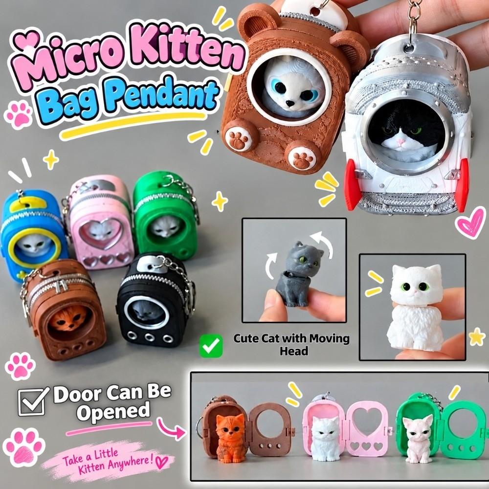 Lightweight Build 3D Printed Keychain Vibrant Shades Trendy Bag Charm Micro Kitten Bag Gifting