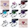 2025 Colorful Heart Cubic Zirconia Rings for Women White/Pink/Green/Blue Luxury Wedding Engagement Bands Eternity Love Zircon
