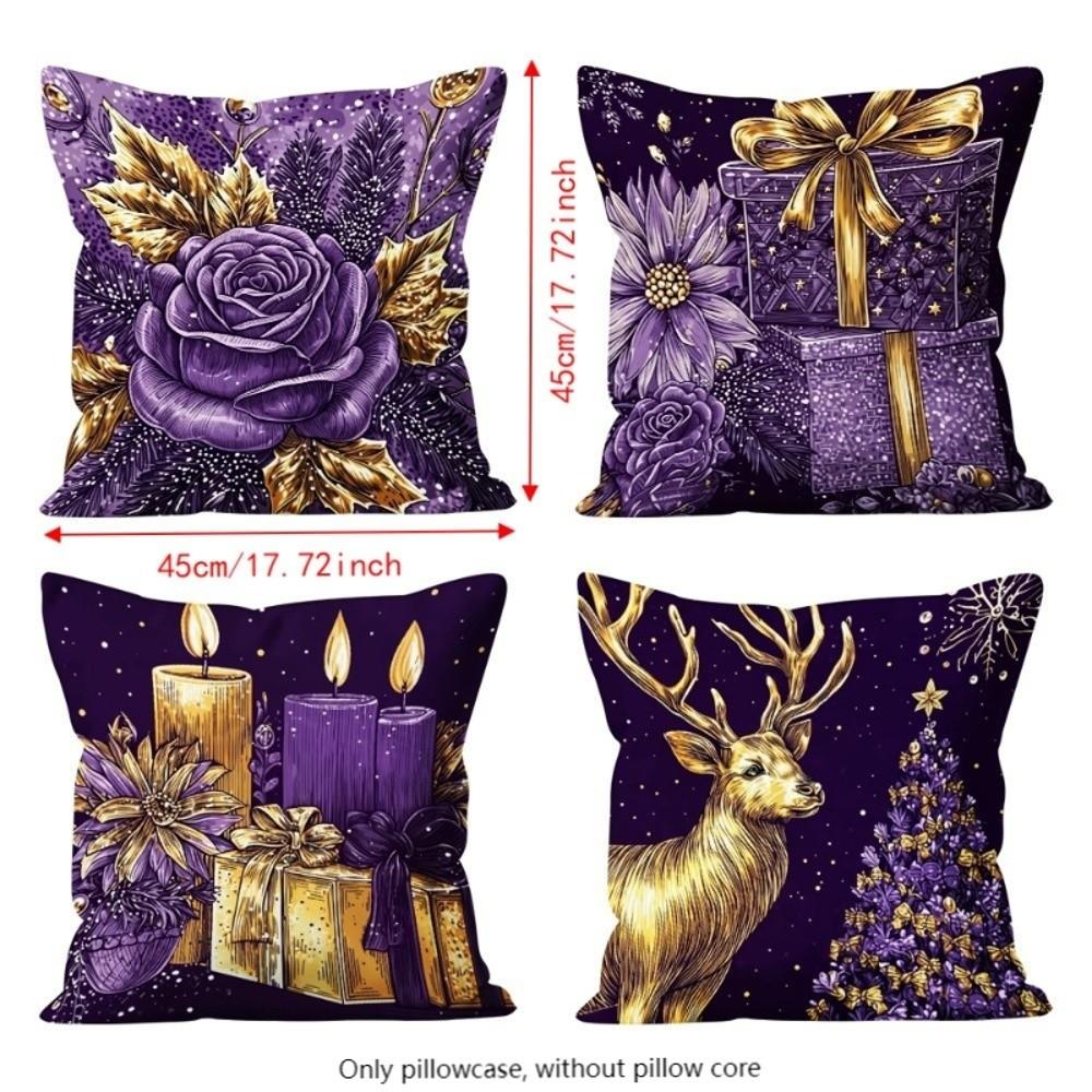 2D Printed Christmas Pillow Covers Tree Xmas Pillowslip Cartoon Cute Elk Pillow Cover Living Room