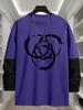 Men's Designed Visual Layer Long Sleeve T‑Shirt, Breathable Quick Dry Tops, Regular Fit for Outdoor Trip Urban Stroll Daily Errands Commute Wear