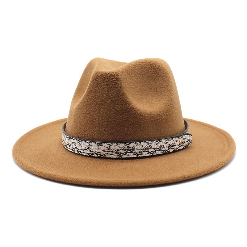Seasonal White Big Eaves Hat Flat Edge Top Hat Men'S And Women'S Woolen Jazz Hat Lmn173