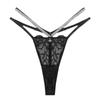 Cross-Border Exclusive Low-Waist Seamless Lace Thong with Thin Double Straps and Hollow Design, Plus Size Available.