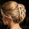Large Hair Clip Metal Hair Claw with Decorative Round Embellishments Durable Hair Accessory for Secure Updos and Styling