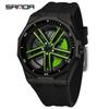 Sanda Men's Waterproof Alloy Car Wheel Design Silicone Wristwatch