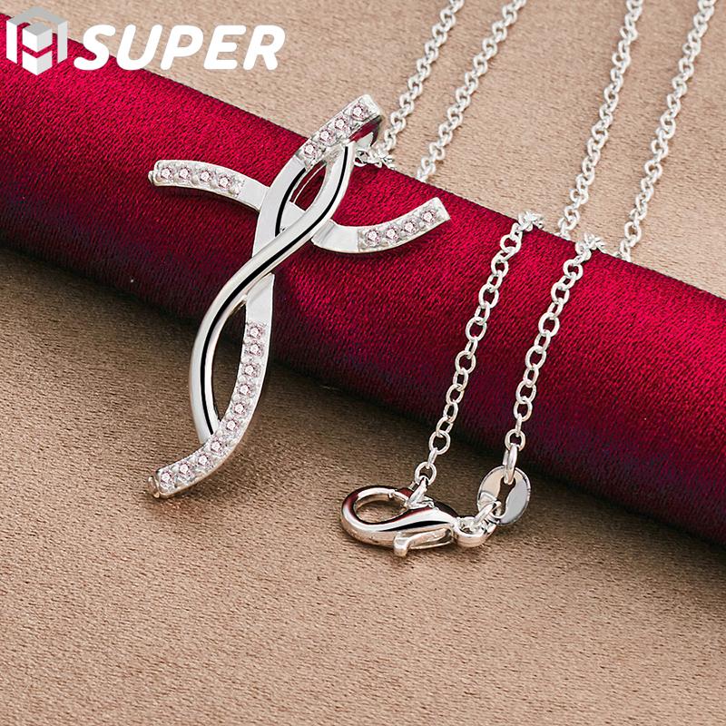 925 Sterling Silver Cross AAA Zircon Pendant Necklace Jewelry