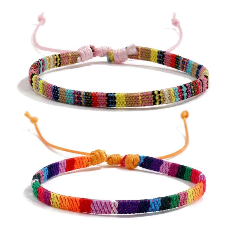 12Pieces Multicolor Bohemian Bracelet Collection Soft Fabric Artistic Wristband Jewelry For Stylish Individuals