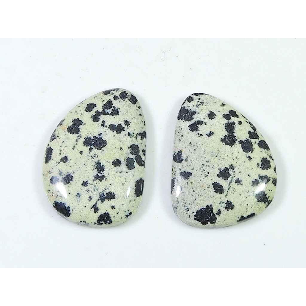 25.45Cts. Natural Dalmation Jasper (17mm X 23mm Each) Cabochon Match Pair SK-2515