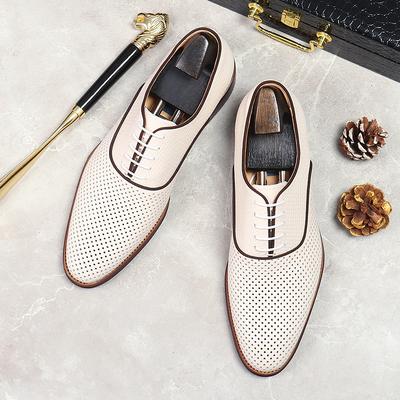 Leather Dress Single Shoes Lace-up Large Size Wedding Shoes Men's Hollow Cowhide Men's Business Leather Shoes