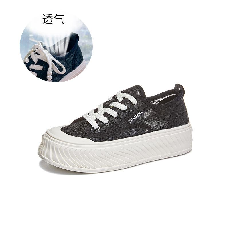 Mesh Thick-soled Little White Shoes Women's 2025 New Summer Fashion Biscuit Shoes Sports and Leisure Board Shoes Versatile Fisherman Shoes