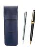 Blue Grained Leather Pen Case with Metal Pointer and Neo Ballpoint Pen Set D-600 (black) SASL-701S-600B-B-2, 2-pack