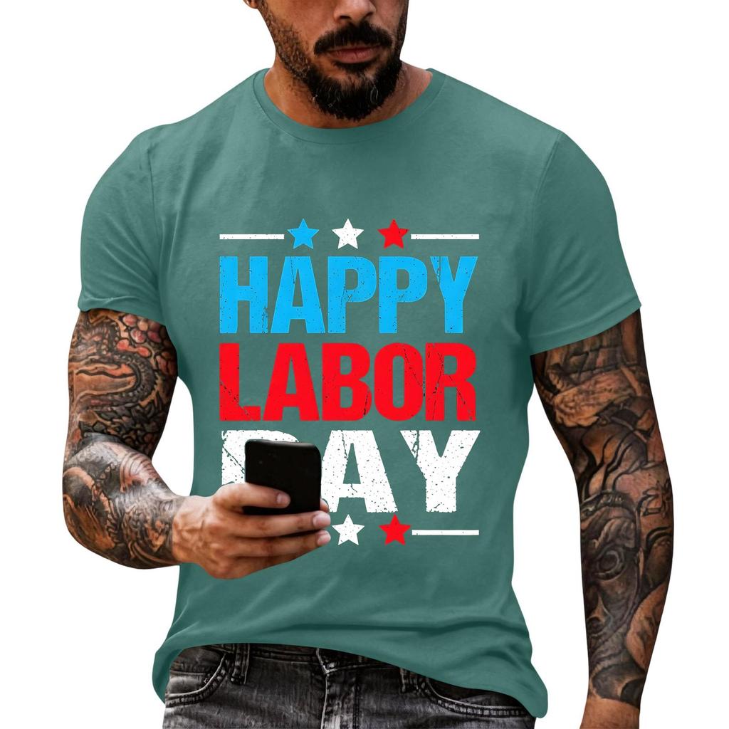 Men's Casual Loose Fit Short Sleeve T-Shirt Crew Neck Printed Graphic Tee Summer Top for Everyday Wear