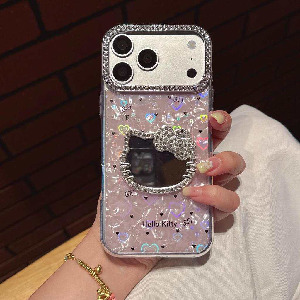Bright Diamond Heart Polka Dot Mirror Case for iPhone 17 Pro Max/15 Pro/11/12.