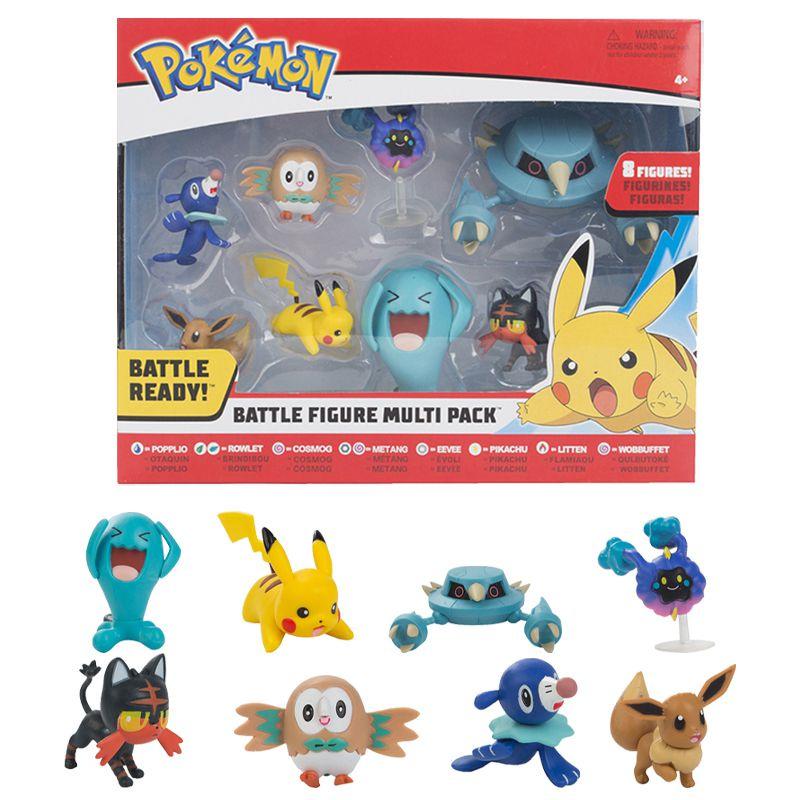 Sada 8 ks Pokémonů Bojová figurka Vícebalení s rozkošným Pikachuem, Eevee a Wobbuffetem Hračky pro sběratele a fanoušky