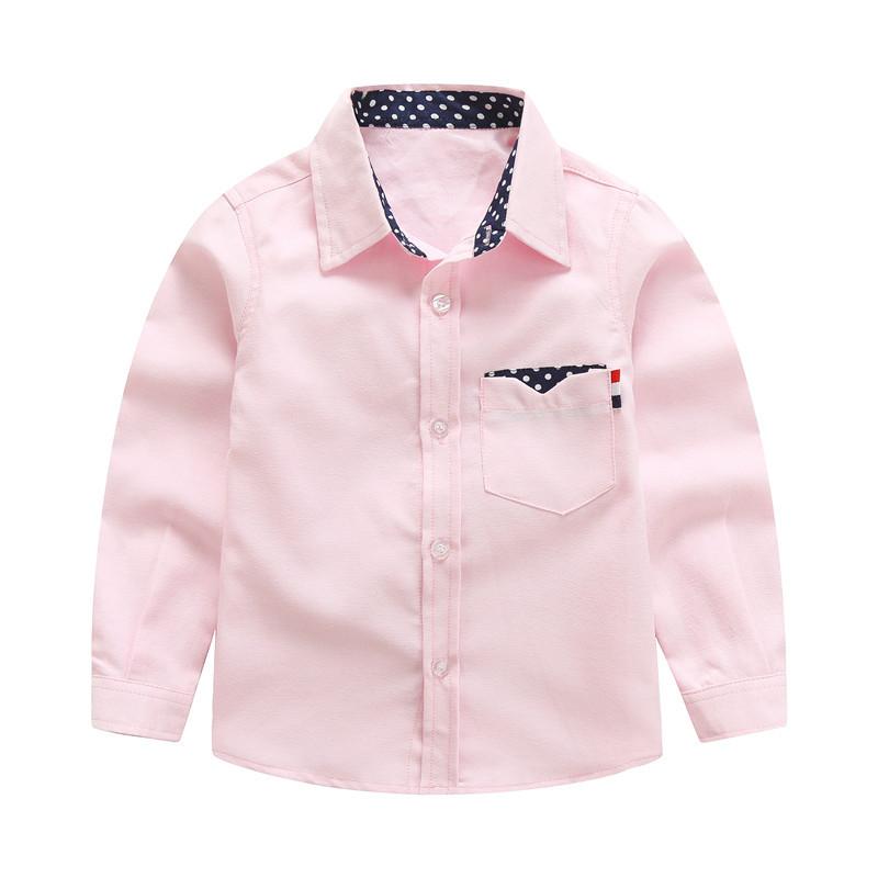 Boys Turn Down Collar Long Sleeve Shirt Casual Button Up Pocket Shirt For Little Boys Daily Outfit