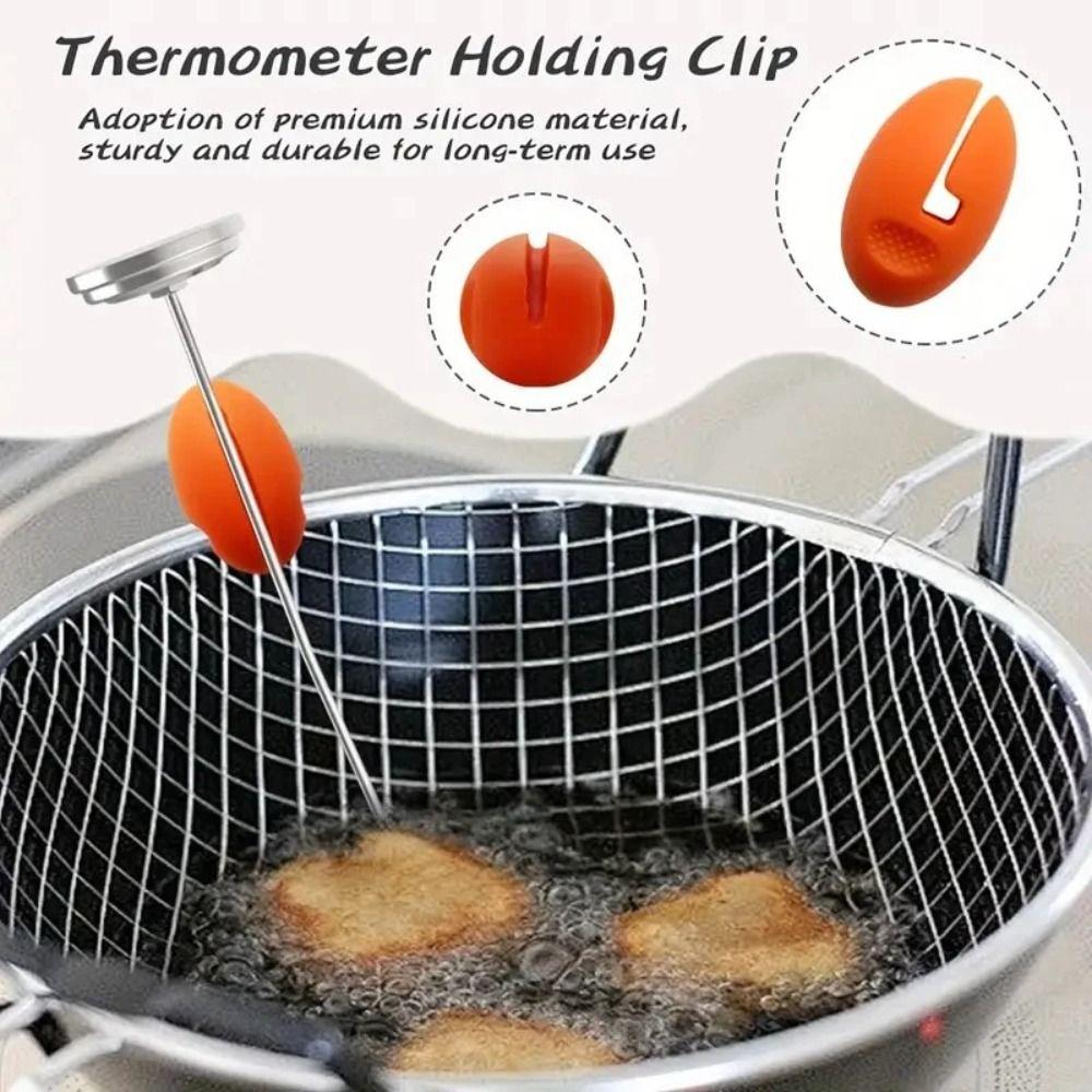 Food Grade Silicone Thermometer Probe Clip Anti Scald Feature Probe Fixing Design Pot Side Bracket High Temp Resist