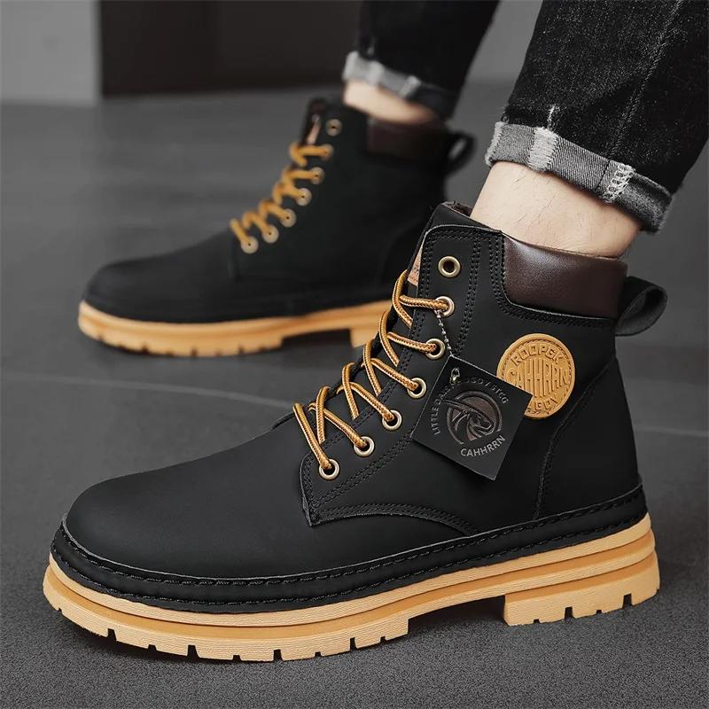 Herren Stiefel Winter Freizeitschuhe Designer Luxus Plateau Cowboy Chelsea Taktisch Militärisch Arbeitssicherheit Leder Knöchel Sneaker