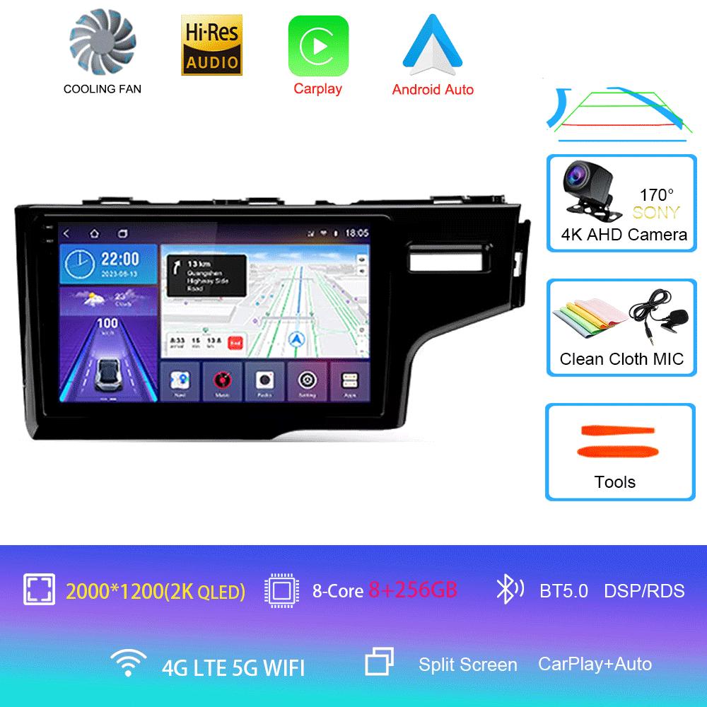 Car Radio Android 14 Carplay For Honda Jazz 3 2015-2020 Fit 3 GP GK 2013-2020 RHD Multimedia Video Player Stereo GPS Head Unit