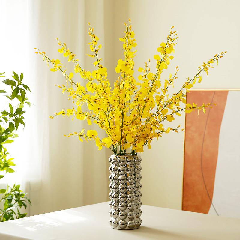 Orchid Yellow Dancing Silk Flower Arrangement For Table Photography Centerpiece