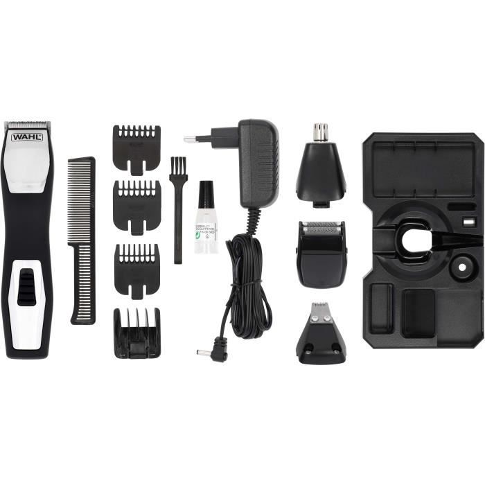 Tondeuse à barbe - WAHL - GROOMSMAN PRO - 2,4 V - 6 sabots - Autonomie : 60 min - Noir / Argent