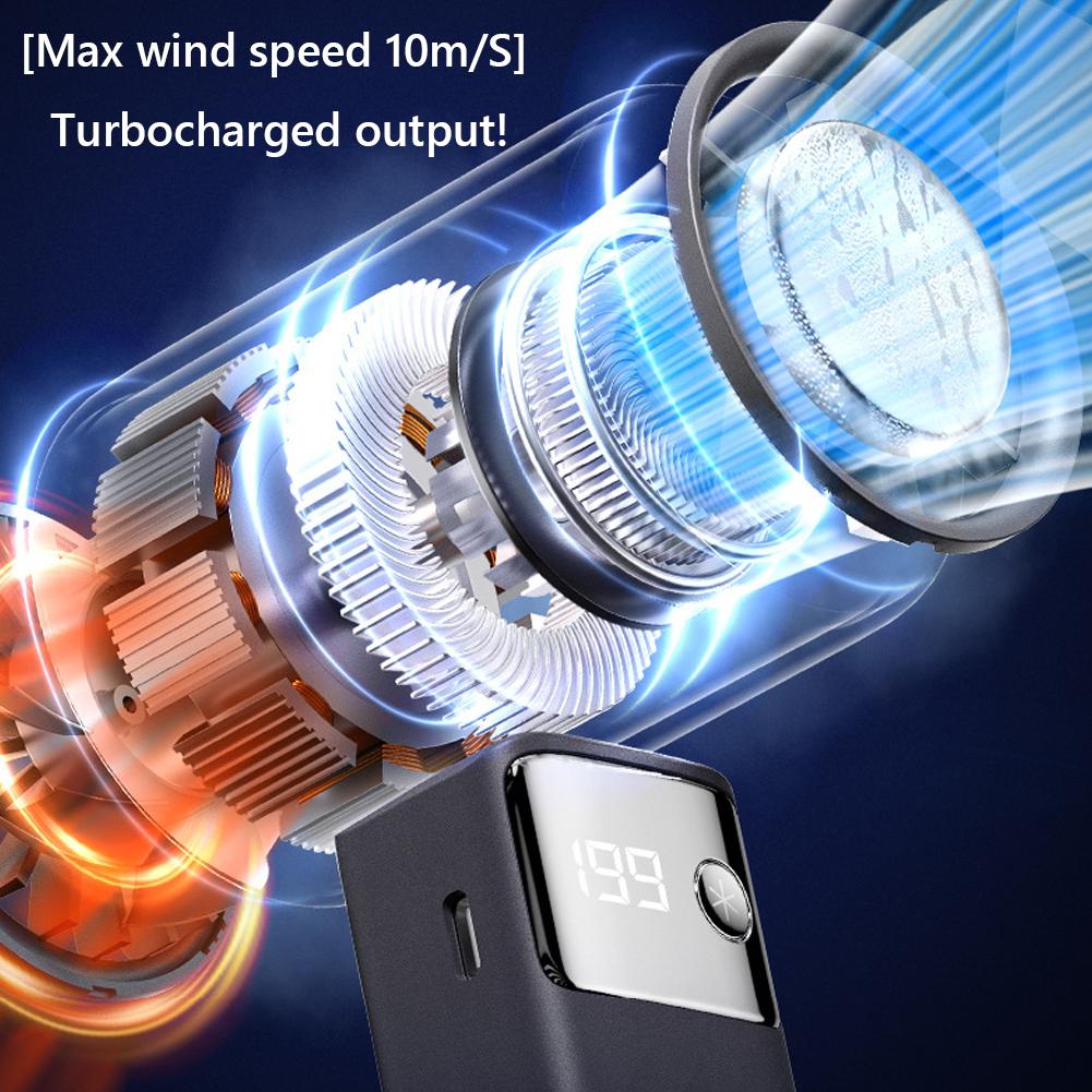 Portable Mini Folding Fan with LED Display Lightweight USB Rechargeable Personal Turbo Fan for Camping and Hiking