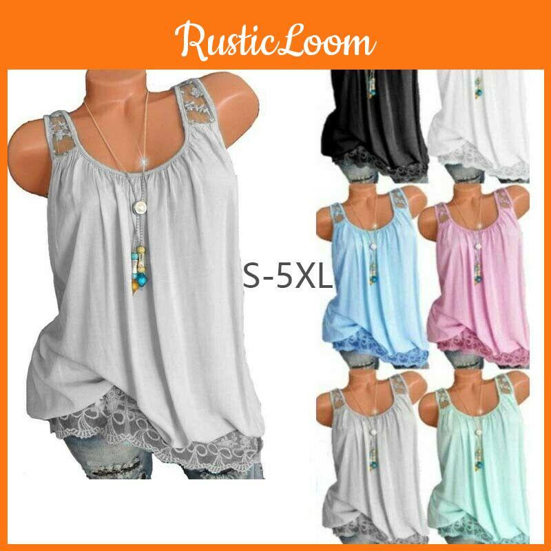 Premium Quality Sexy Women's Summer Sleeveless Lace T-shirt Vest For Effortless Style