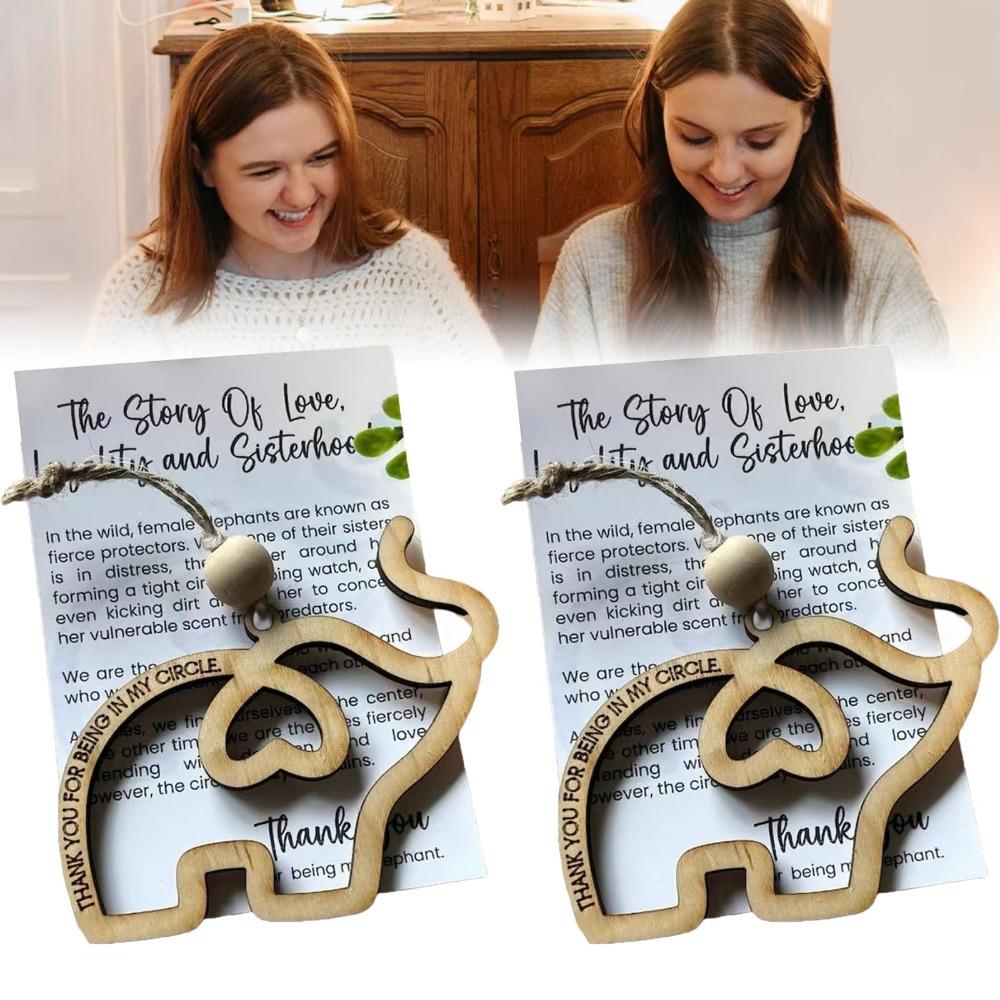 Wooden Friendship Gift Sisterhood Elephant Christmas Tree Decorations With Story Card Sisterhood Elephant Ornaments