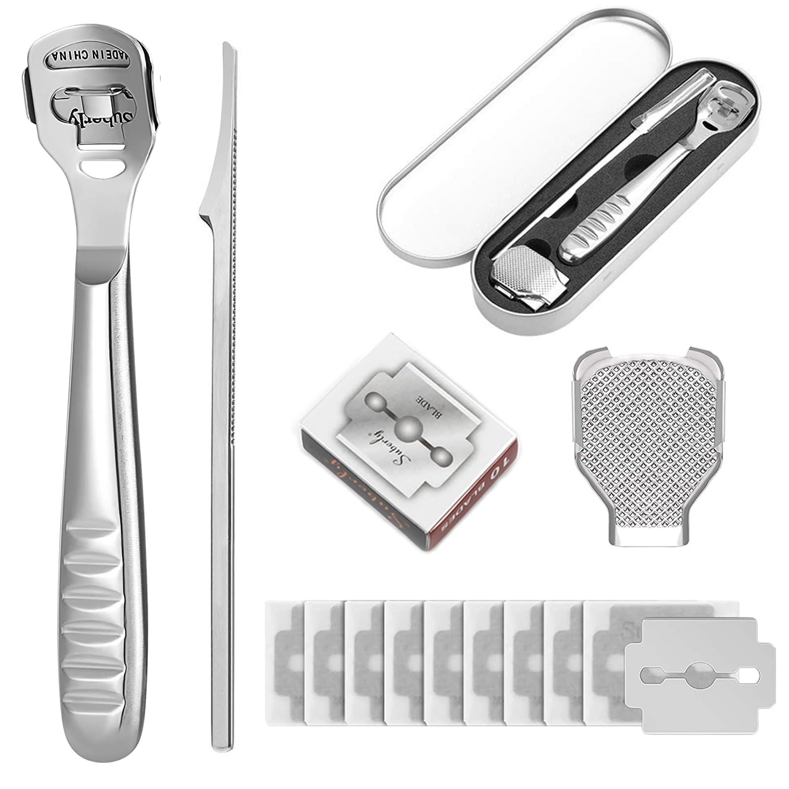 

DFsucces Мозоль Нержавеющая Мозоль Удаляет Грязь с Подошв Вашей Мозоли Включает 10 Сменных Лезвий Удалитель, Сталь, Уход, Ноги, Резак,