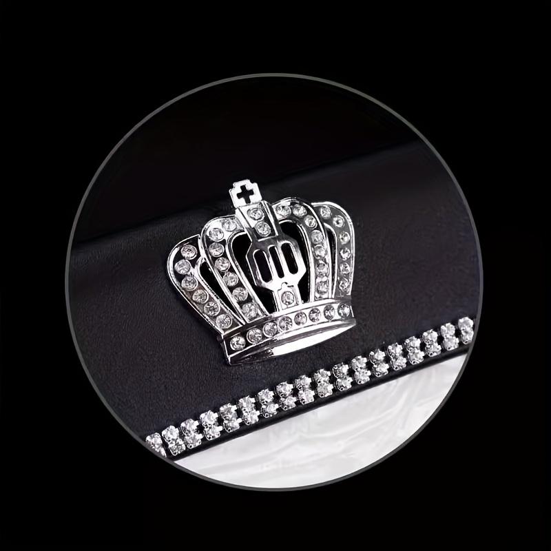 Bling Rhinestone Crown Sun Visor Tissue Box Cover, Hanging Car Tissue Holder Made of Faux Leather, Creative High-End Automotive Accessories.