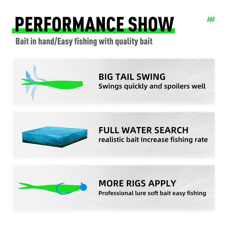 FTK 30pcs Threaded Scissor Tail Bait Artificial Bait, Soft Silicone Bait, Worm Jigging Plastic Bait