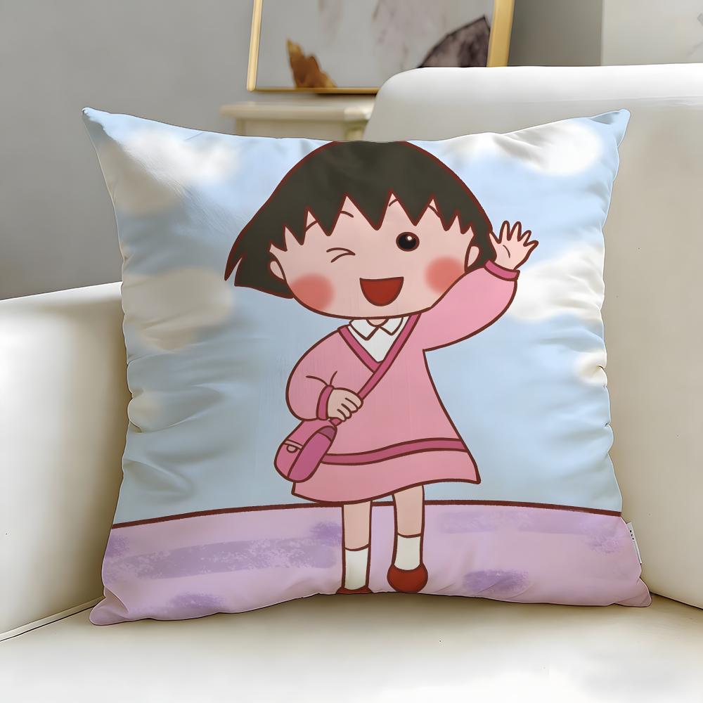classic anime Chibi Maruko Chan Cushion Cover Soft & Easy-Wash Pillow Case – Versatile for Couch, Bed, Travel and Office