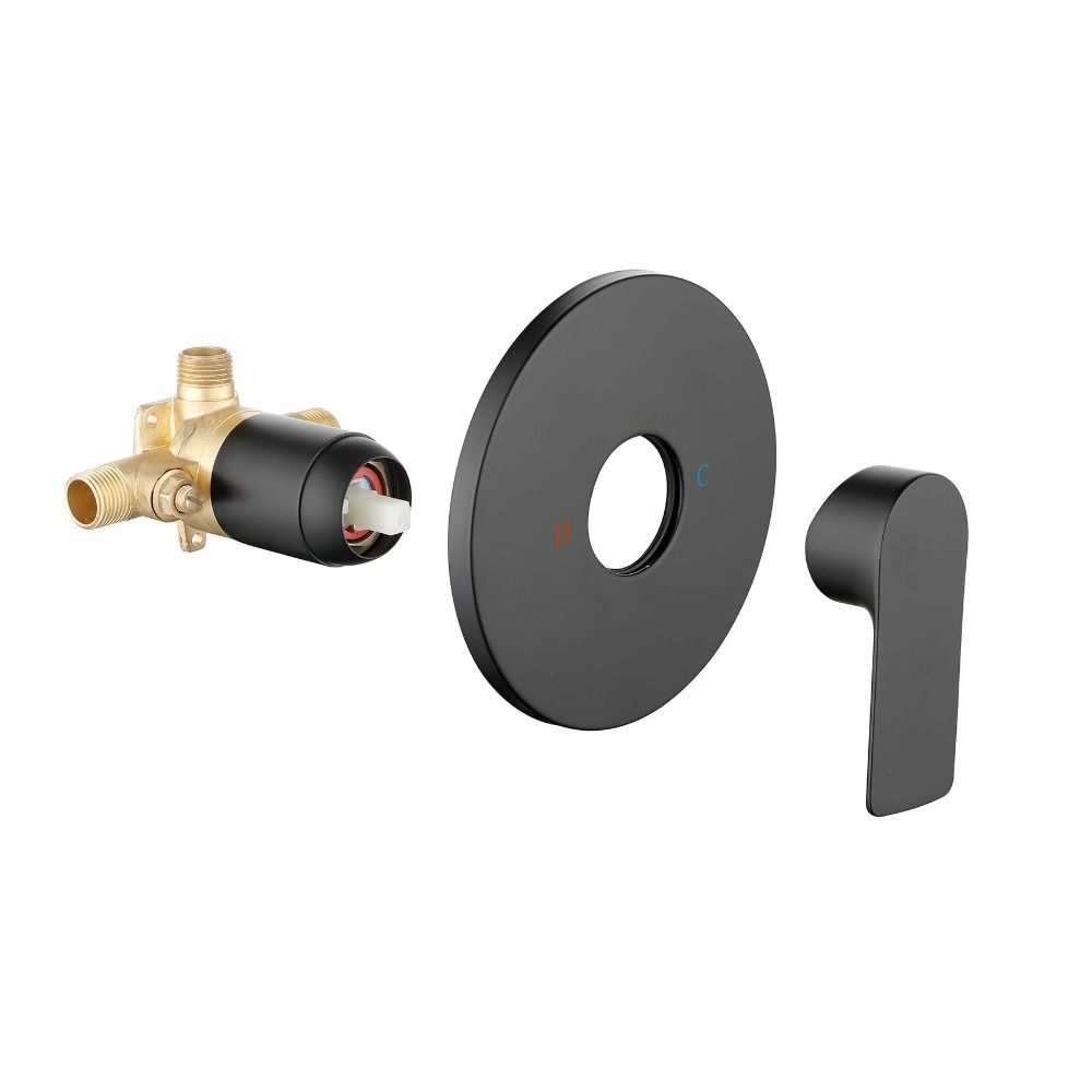 Matte Black Wall Mount Shower Faucet Aluminum Zinc Zinc Alloy Shower Valve Control Valve Wall Mounted