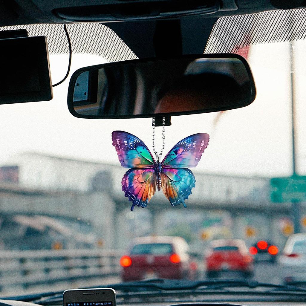 Butterfly Car Pendant | Photography Creative Colorful Acrylic Butterfly Car Accessories - Car Mirror