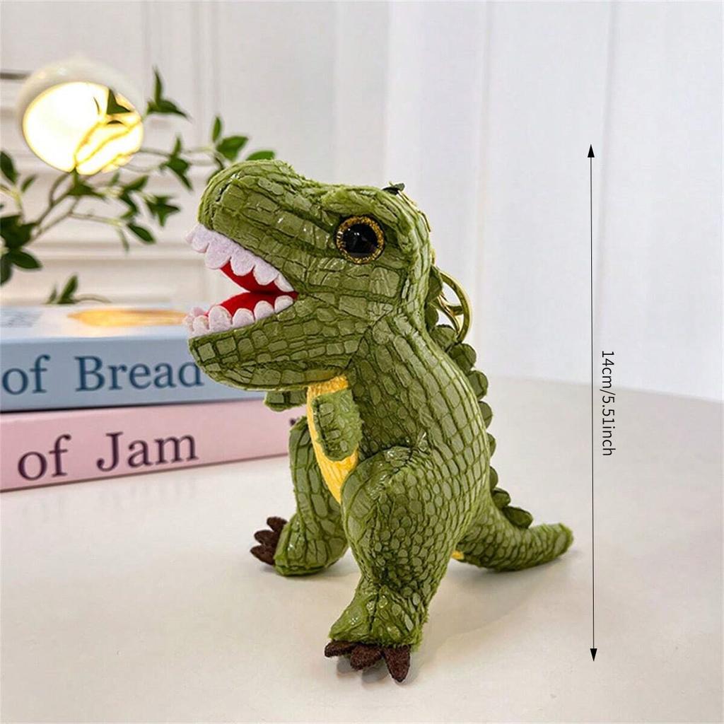 Langlebiger Hochwertiger Dinosaurier Plüsch Schlüsselanhänger Weiches Stofftier Schlüsselanhänger 14cm Niedliches Taschenzubehör ideal für Rucksack