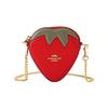 11 Guld Logo Bogstav Jordbær Form Læder Skulder Crossbody Taske Pung Dame Tasker Rød CI182-IMRGO