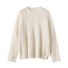 Women's 100% Pure Cashmere Hollow Out Cable Knit Round Neck Sweater - Autumn Winter Retro Pullover