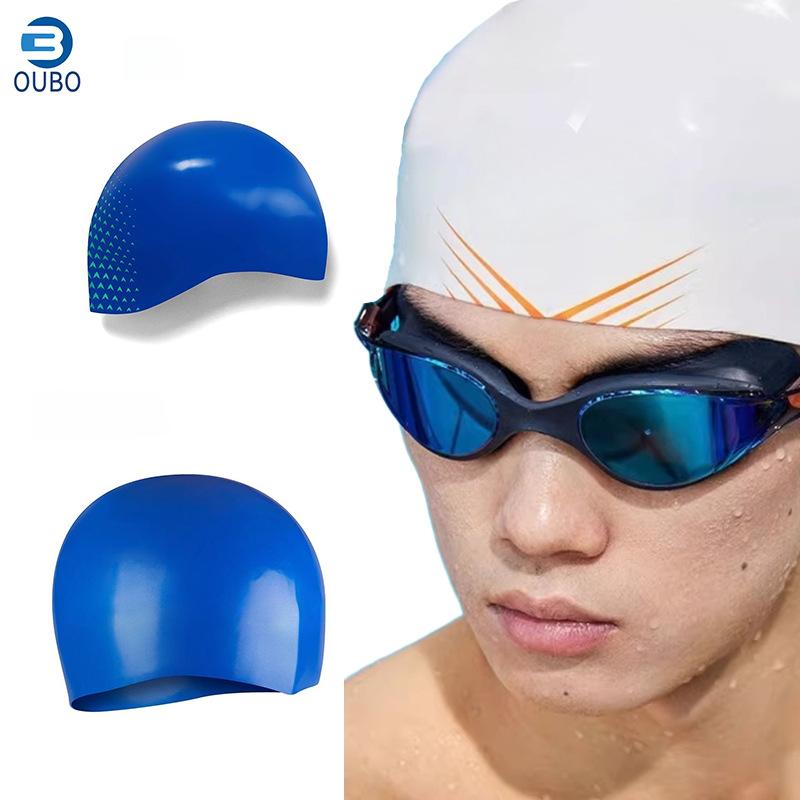 

Steel helmet sharkskin3D Professional racing swim cap, waterproof, non-slip, does not constrict the head, can be printed Swimming cap White L Code
