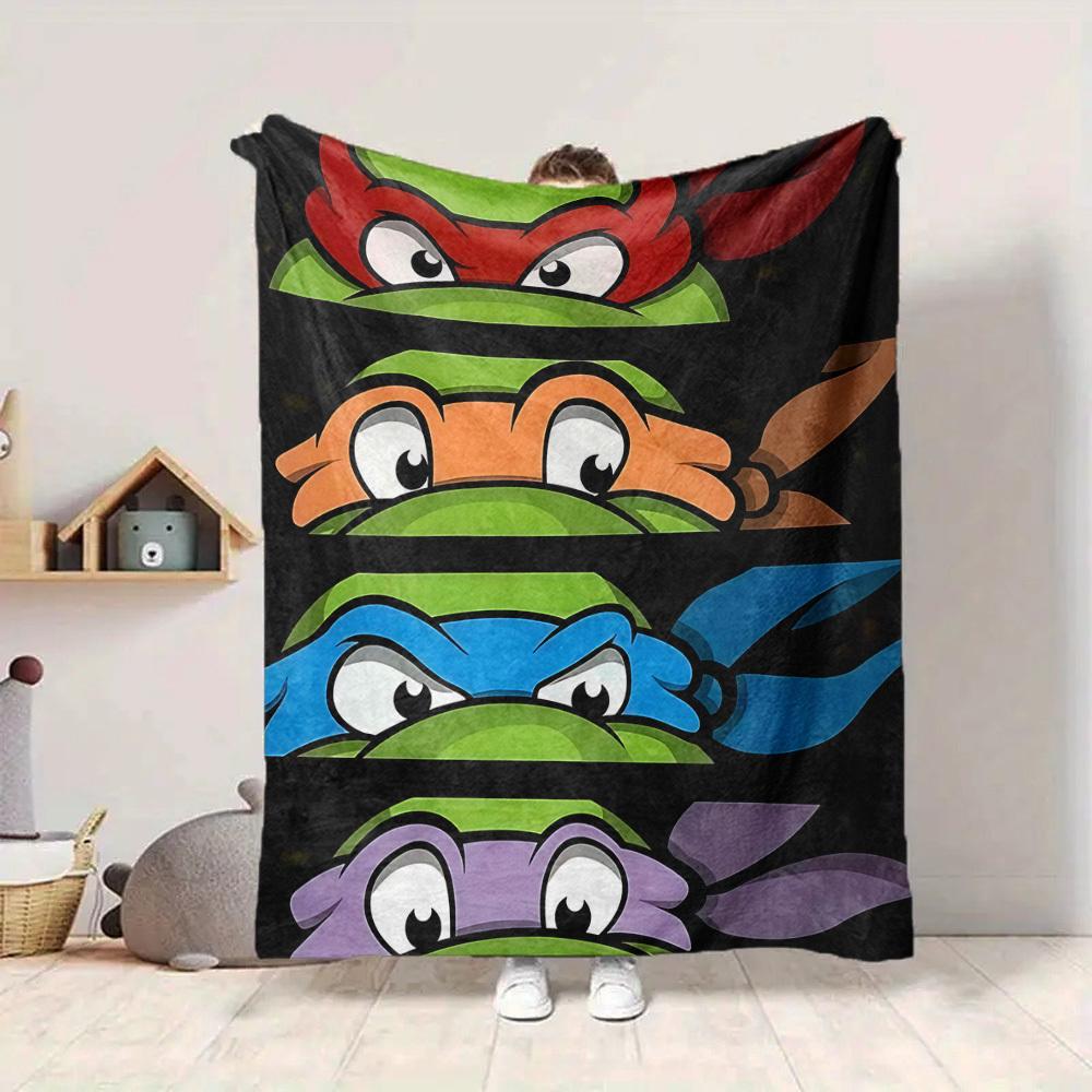 1pz Tartarughe TMNT Coperta Plaid in Flanella Stampa HD Leggera Morbida Calda Coperta per Tutte le Stagioni per Divano, Letto, Viaggio, Campeggio Lavabile in Lavatrice