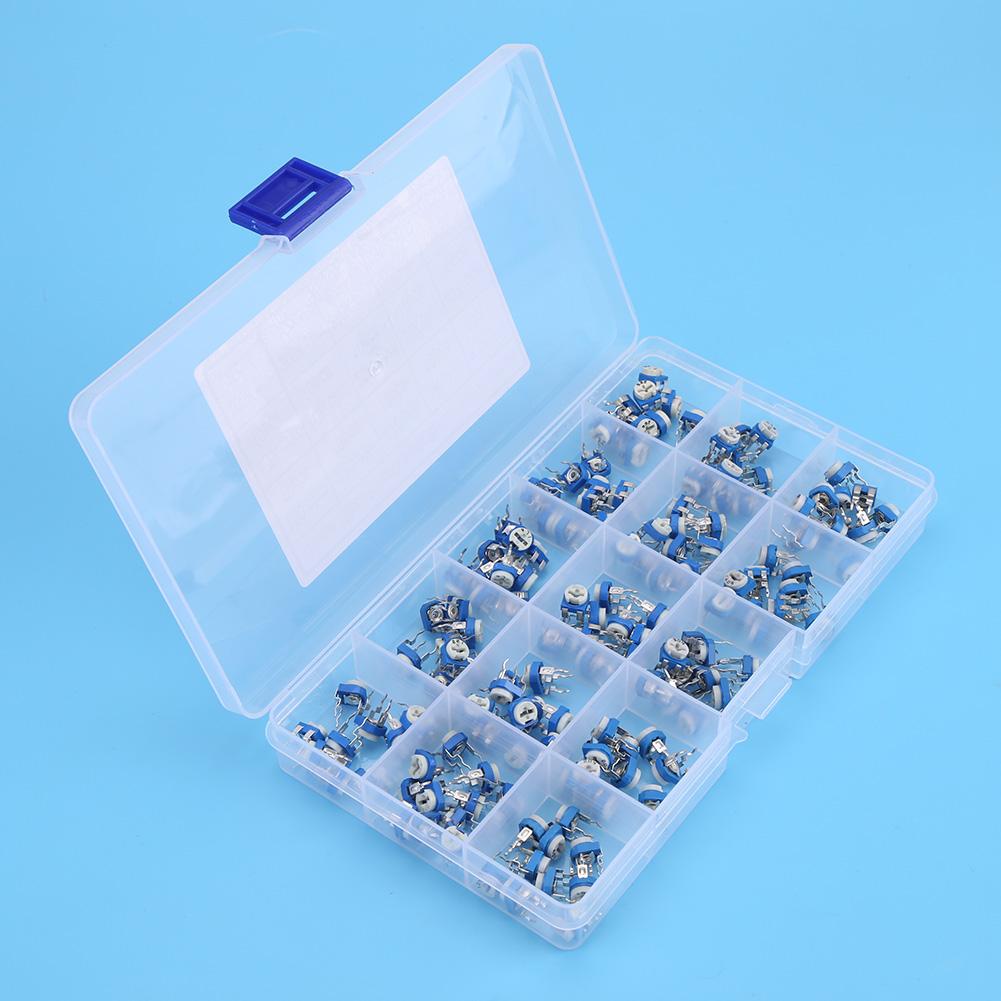 150 Stück Blau Weiß 100 Ohm 1 MOhm Vertikal PCB Voreingestellt Variabler Widerstand Trimmer Potentiometer